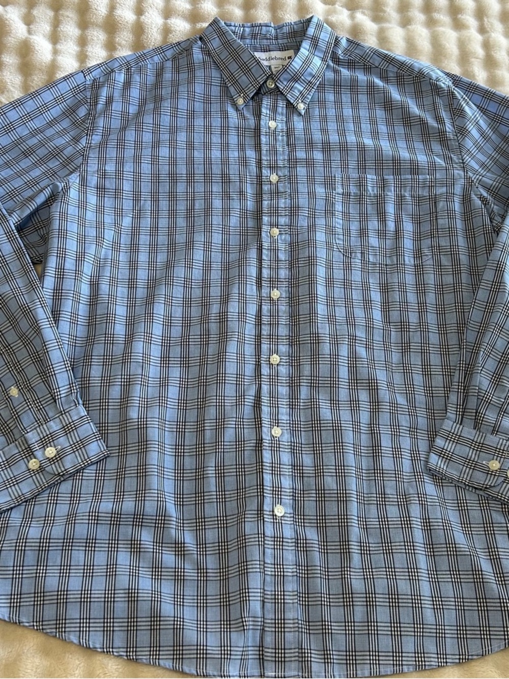 Saddlebred Blue and Black Plaid Button-Down Shirt
